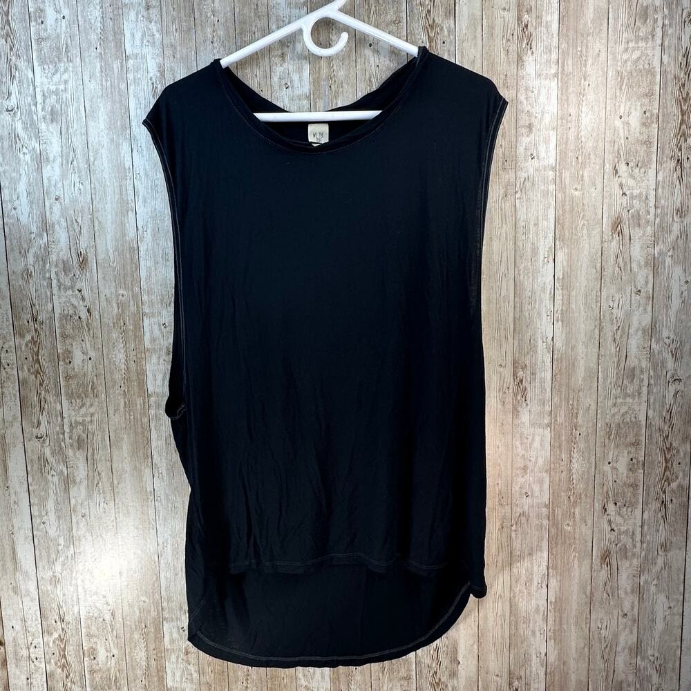 We the Free Free People Muscle Shirt Womens L Black Slinky Minimalist Athleisure